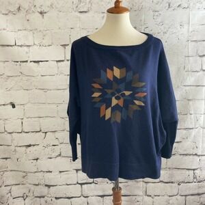 sessun Amish Oversized Boxy‎ Dolman Sleeve sweater blue size medium Angora